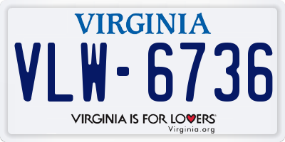 VA license plate VLW6736