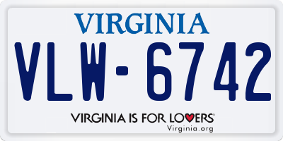 VA license plate VLW6742