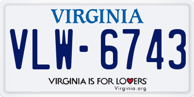 VA license plate VLW6743