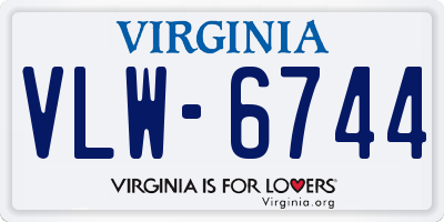 VA license plate VLW6744