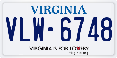 VA license plate VLW6748