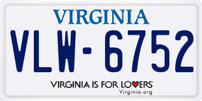 VA license plate VLW6752