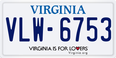 VA license plate VLW6753