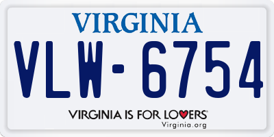 VA license plate VLW6754