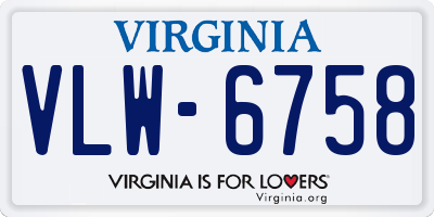 VA license plate VLW6758