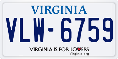 VA license plate VLW6759