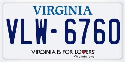 VA license plate VLW6760