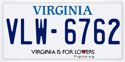 VA license plate VLW6762