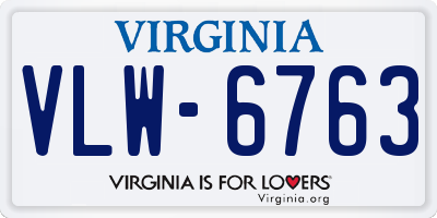 VA license plate VLW6763