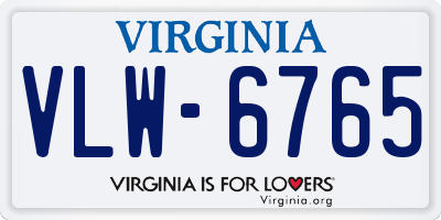 VA license plate VLW6765