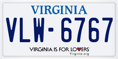 VA license plate VLW6767