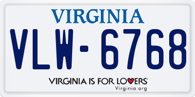 VA license plate VLW6768