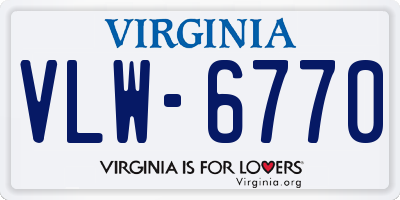 VA license plate VLW6770