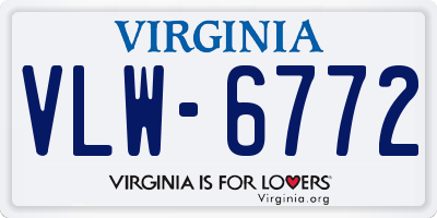 VA license plate VLW6772