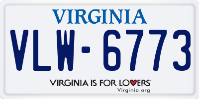 VA license plate VLW6773