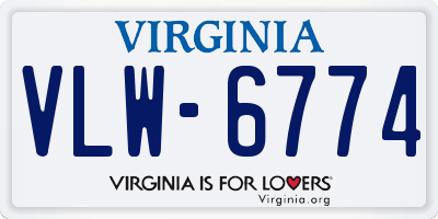 VA license plate VLW6774