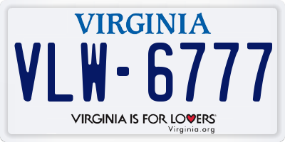 VA license plate VLW6777