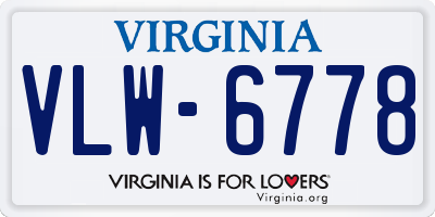 VA license plate VLW6778