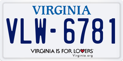 VA license plate VLW6781