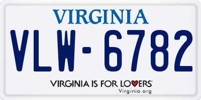 VA license plate VLW6782