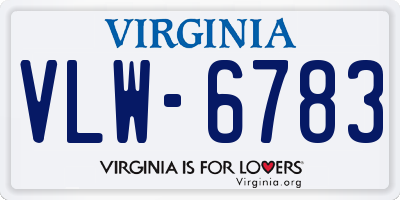 VA license plate VLW6783