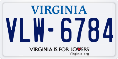 VA license plate VLW6784