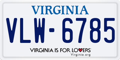 VA license plate VLW6785