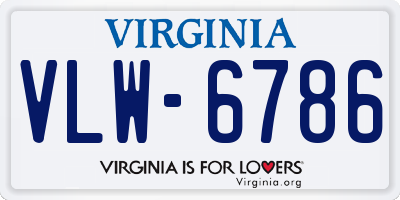 VA license plate VLW6786