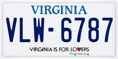 VA license plate VLW6787