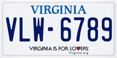 VA license plate VLW6789