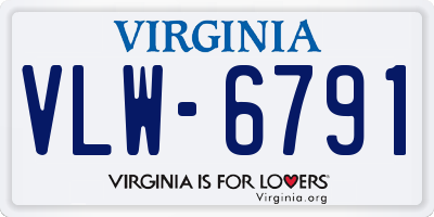 VA license plate VLW6791