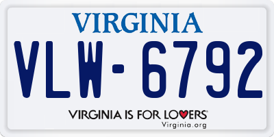 VA license plate VLW6792