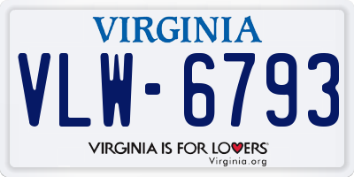 VA license plate VLW6793