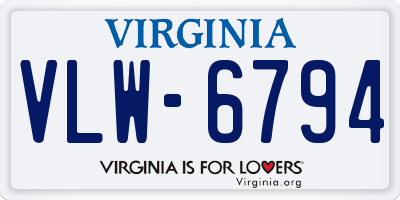 VA license plate VLW6794