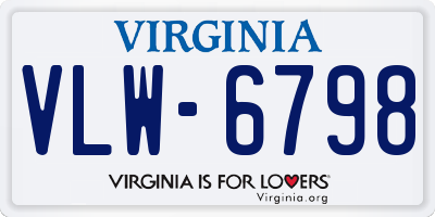 VA license plate VLW6798