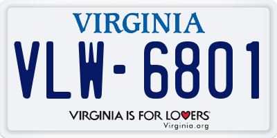 VA license plate VLW6801