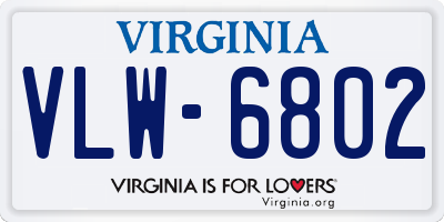 VA license plate VLW6802