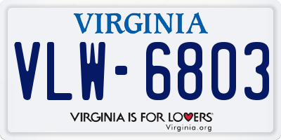 VA license plate VLW6803