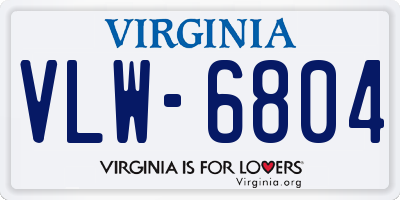 VA license plate VLW6804