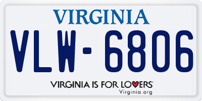 VA license plate VLW6806