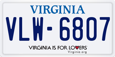 VA license plate VLW6807