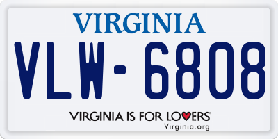 VA license plate VLW6808