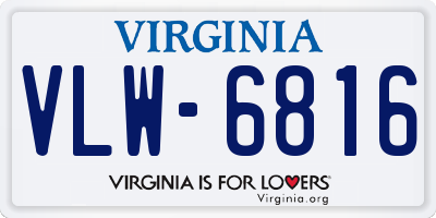 VA license plate VLW6816