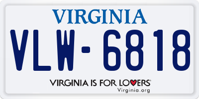 VA license plate VLW6818