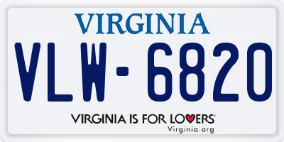 VA license plate VLW6820