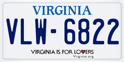 VA license plate VLW6822