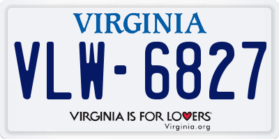 VA license plate VLW6827