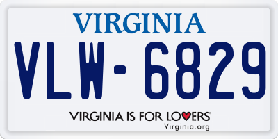 VA license plate VLW6829