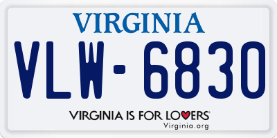 VA license plate VLW6830