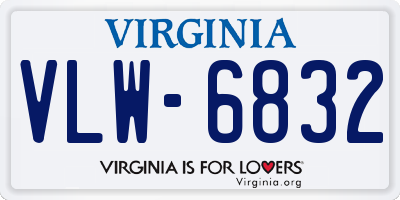 VA license plate VLW6832